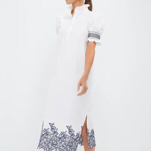 Navy Embroidery Eliza Midi Dress